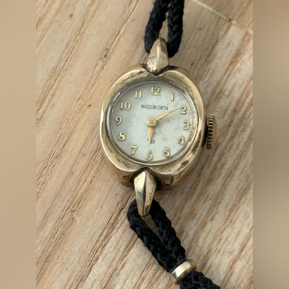 Wadsworth Mechanical Vintage Gold Plated Ladies Watch Rope Bracelet Gold Case